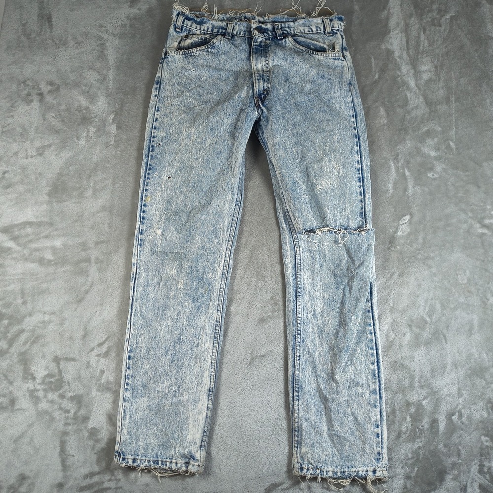 Vintage Levis 501 Jeans Men 32x30 Distress Acid Wash 90s fraye Fringe Orange Tab